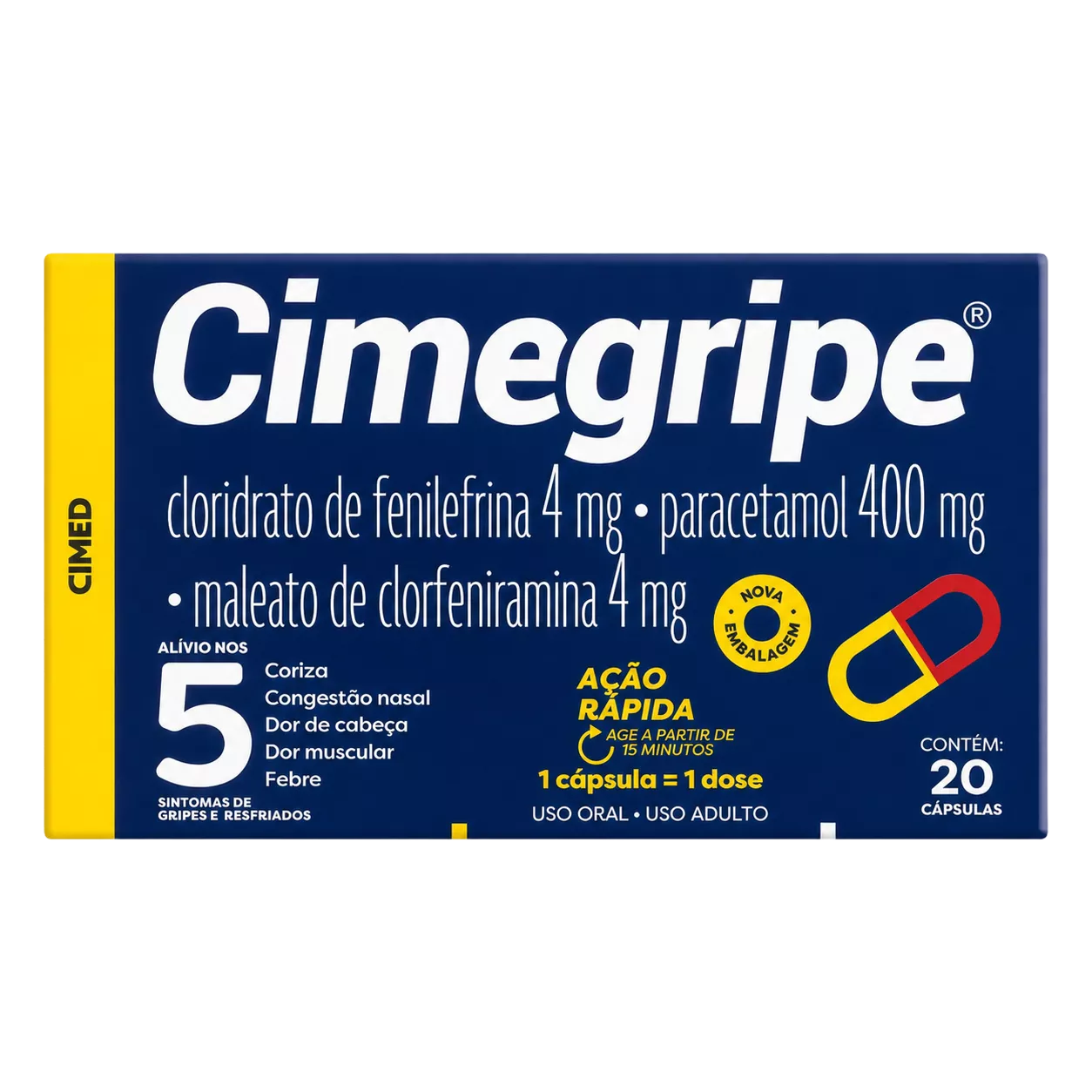 Antigripal Cimegripe 400mg com 20 comprimidos